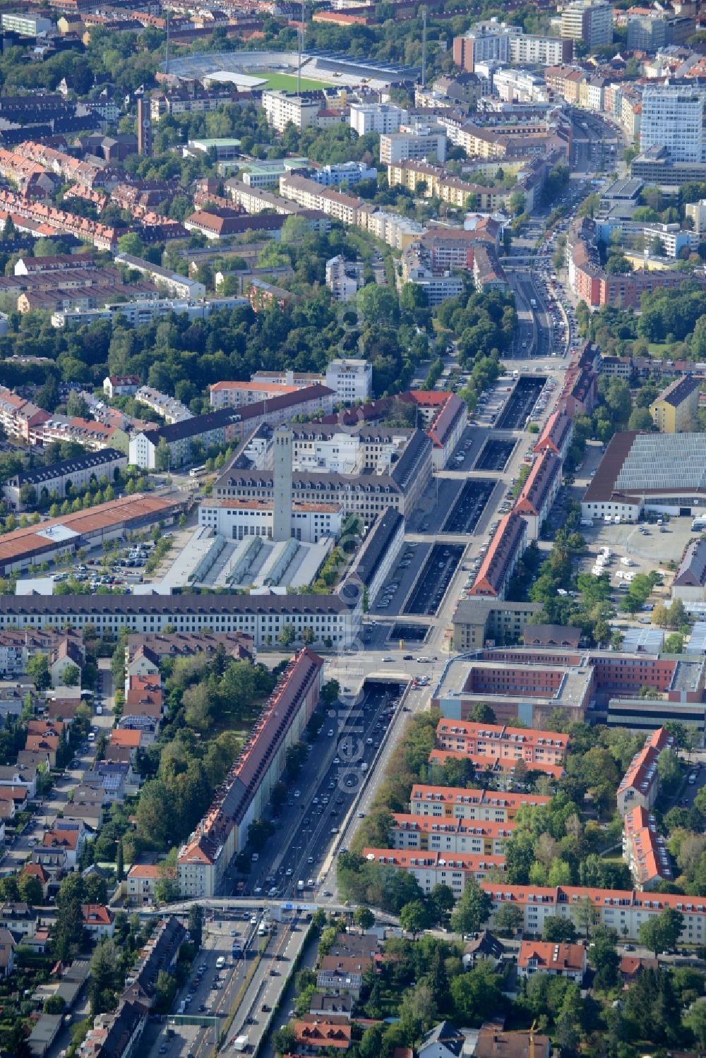 München from the bird's eye view: City view of the inner-city area at the Tegernseer Landstrasse in Munich in the state Bavaria