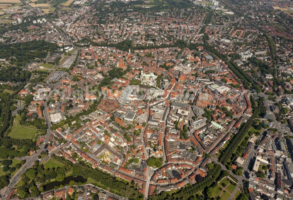 Münster from the bird's eye view: Downtown of Münster in state North Rhine-Westphalia