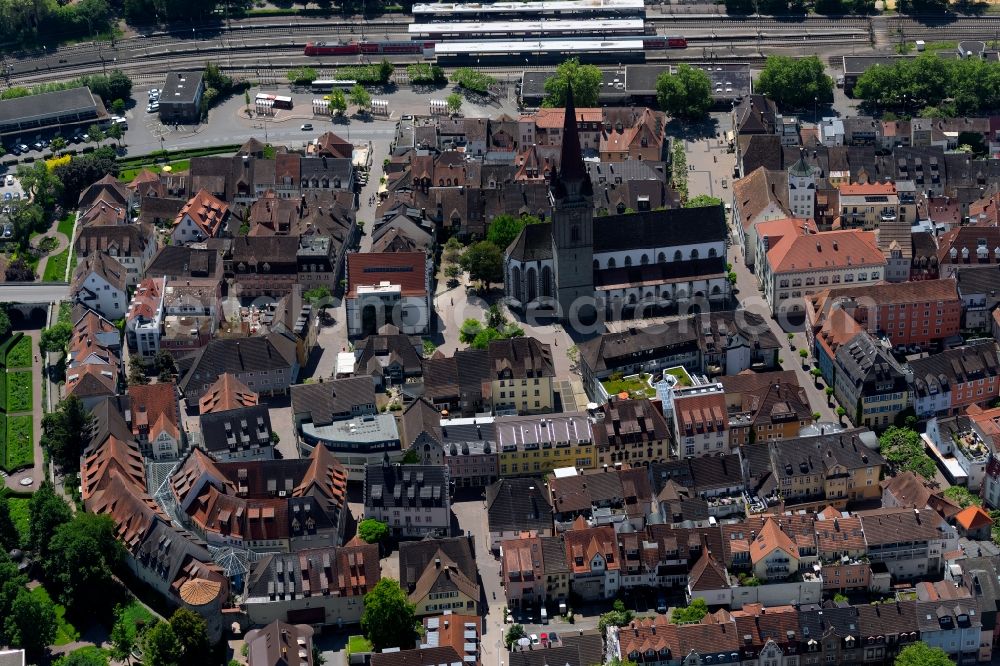 Radolfzell am Bodensee from the bird's eye view: City view of the city area of in Radolfzell am Bodensee in the state Baden-Wurttemberg, Germany