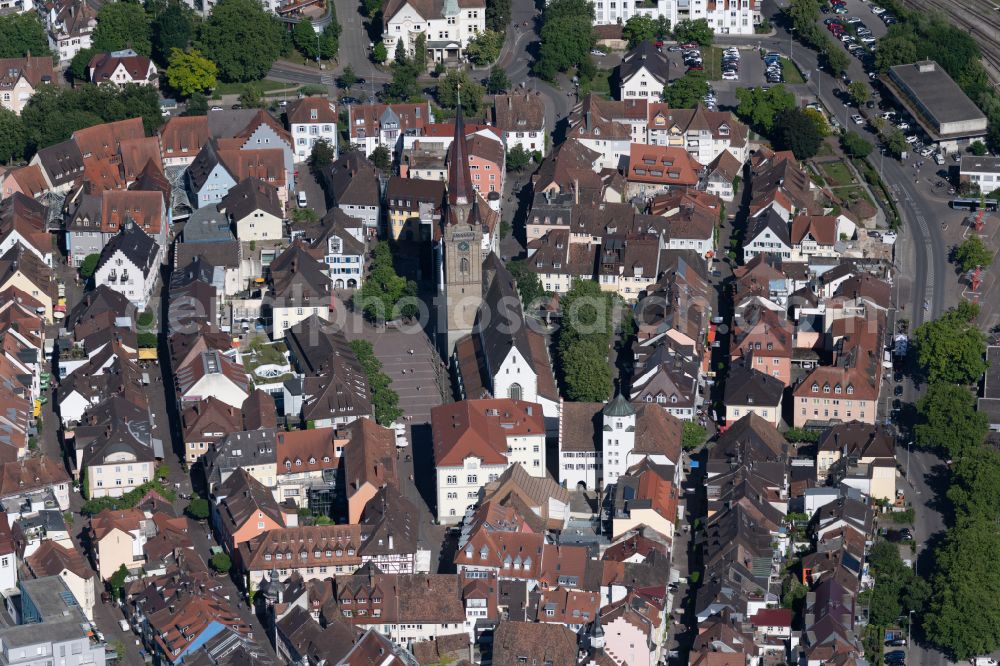 Aerial image Radolfzell am Bodensee - City view of the city area of in Radolfzell am Bodensee in the state Baden-Wurttemberg, Germany