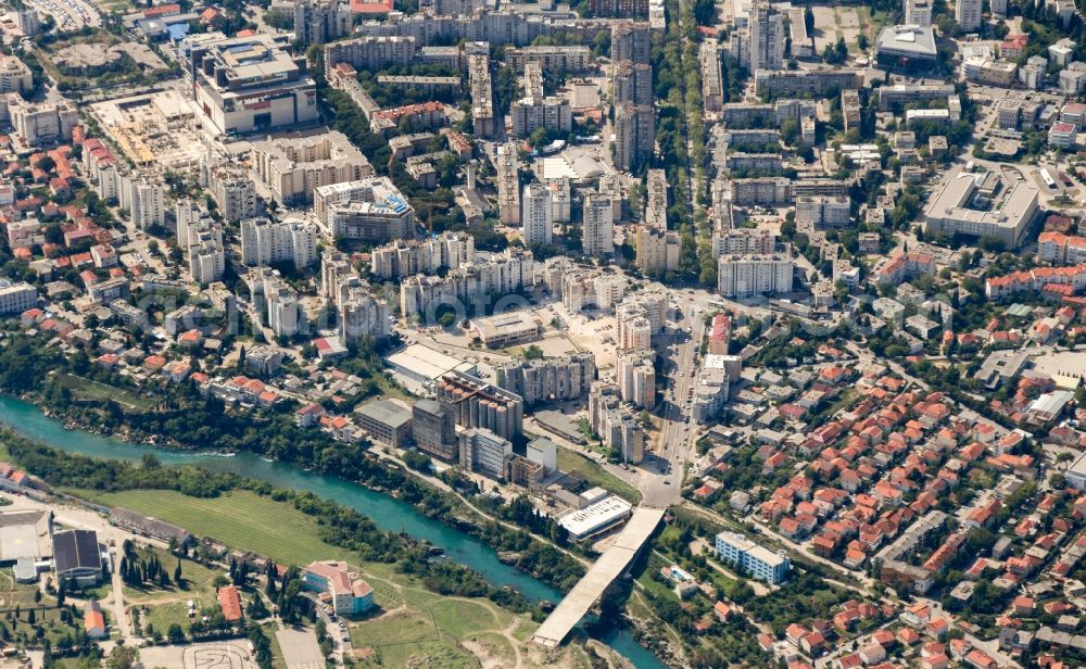 Aerial photograph Mostar - City view of the inner-city area of in Mostar in Bosnien und Herzegowina