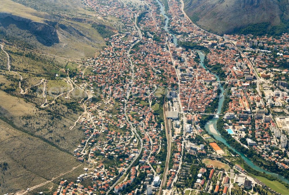 Mostar from above - City view of the inner-city area of in Mostar in Bosnien und Herzegowina