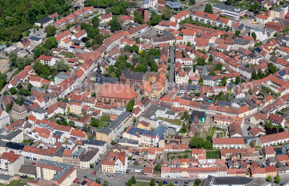 Aerial image Nauen - City view of the city area of in Nauen in the state Brandenburg, Germany