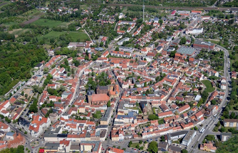 Nauen from above - City view of the city area of in Nauen in the state Brandenburg, Germany