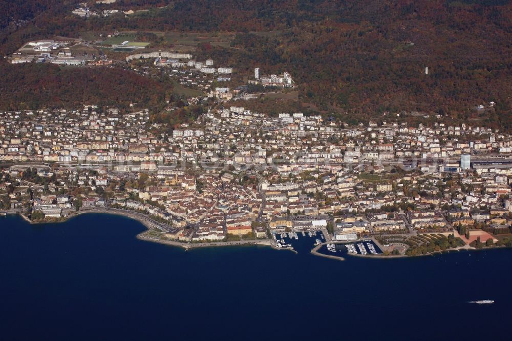 Aerial photograph Neuchâtel - City view of the city area of Neuchatel at the lake ( Lac de Neuchatel ), Switzerland