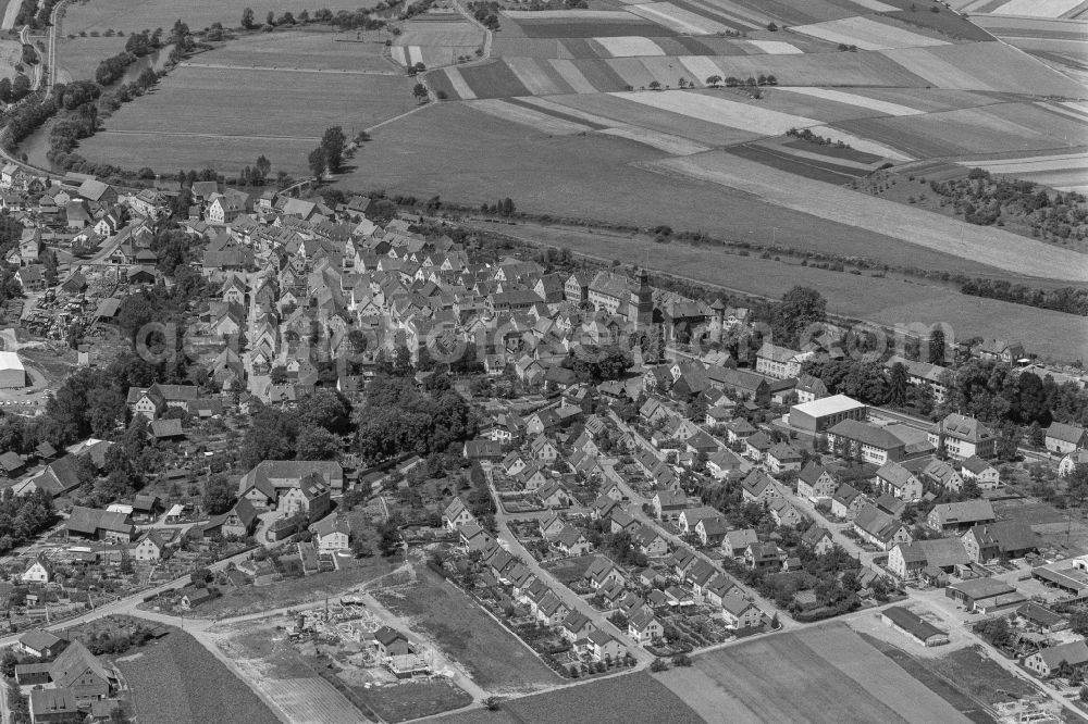 Neuenstadt am Kocher from the bird's eye view: City view on down town in Neuenstadt am Kocher in the state Baden-Wuerttemberg, Germany