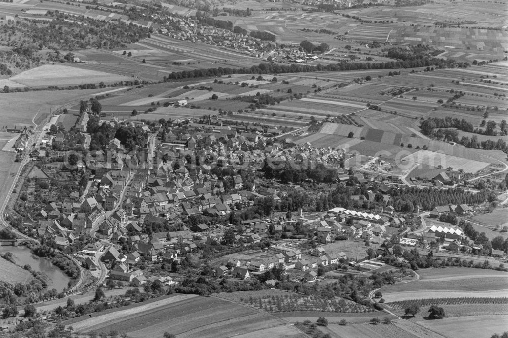 Aerial image Neuenstadt am Kocher - City view on down town in Neuenstadt am Kocher in the state Baden-Wuerttemberg, Germany