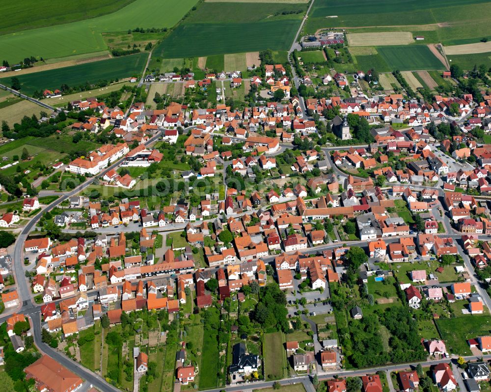 Aerial image Niederorschel - City view on down town in Niederorschel in the state Thuringia, Germany