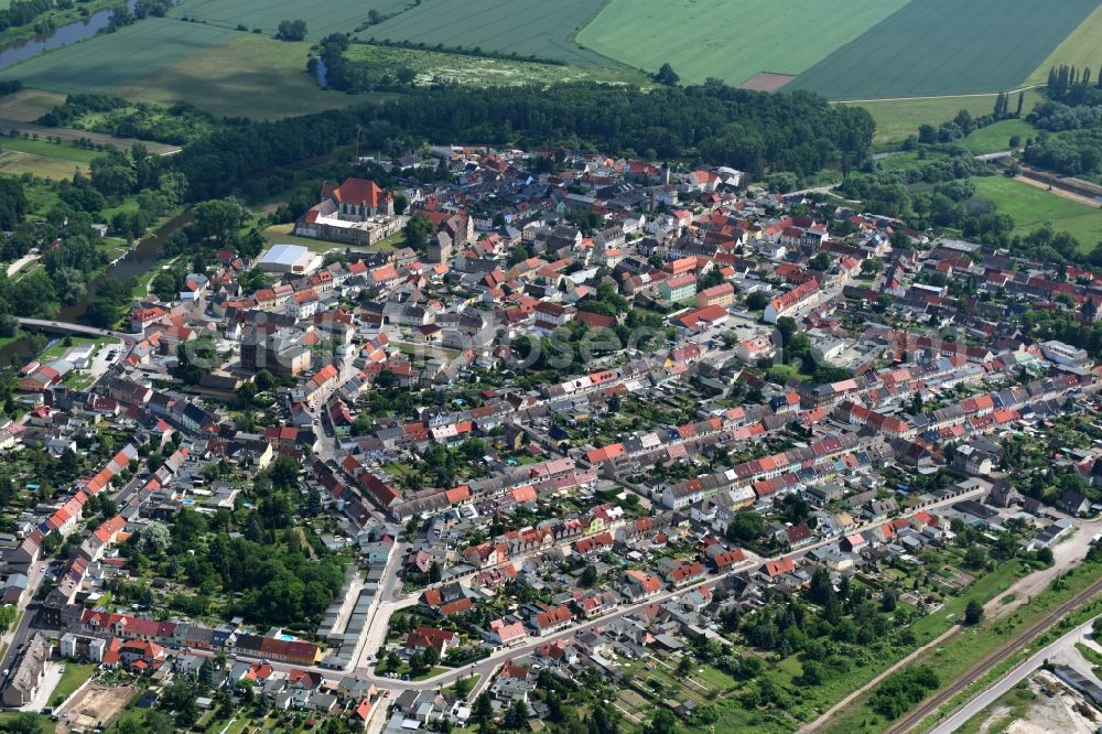 Aerial image Nienburg (Saale) - City view of the city area of in Nienburg (Saale) in the state Saxony-Anhalt