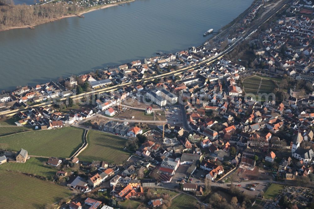 Aerial image Nierstein - City view of the inner-city area of in Nierstein in the state Rhineland-Palatinate