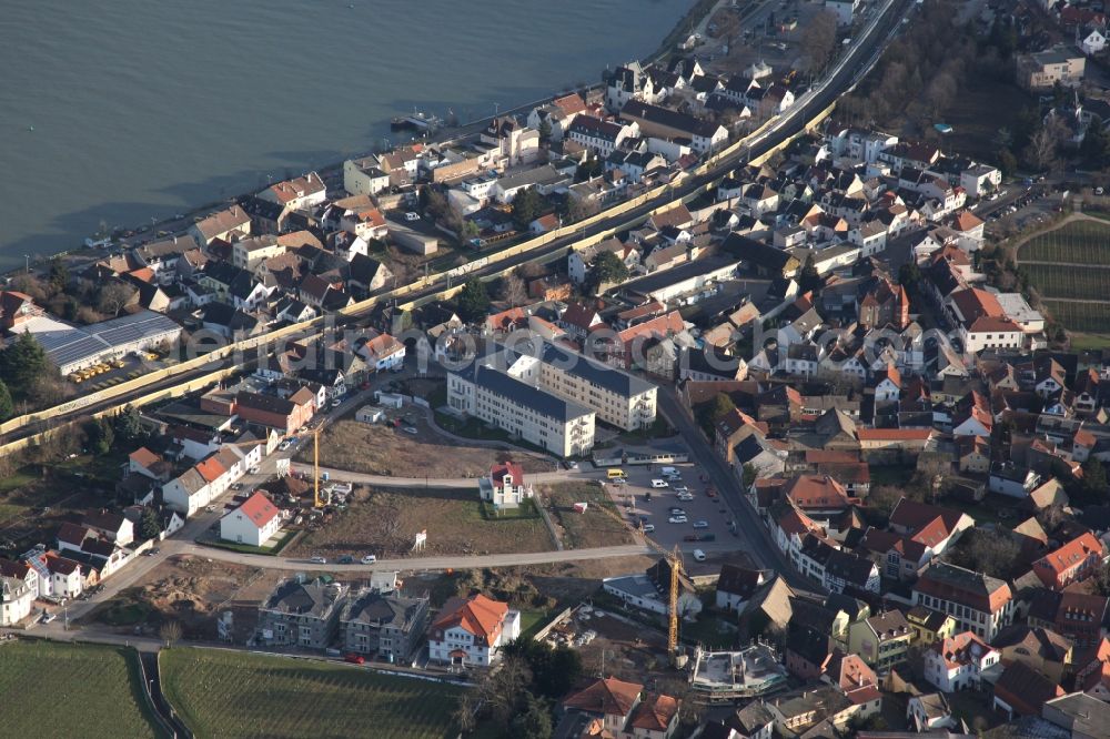 Nierstein from above - City view of the inner-city area of in Nierstein in the state Rhineland-Palatinate