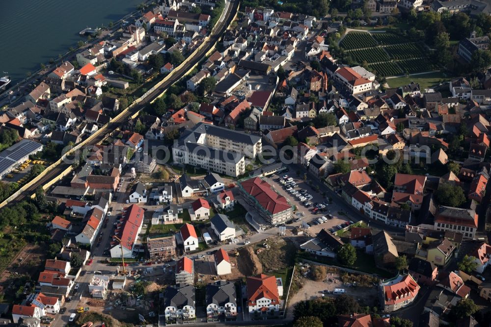 Nierstein from above - City view of the inner-city area of in Nierstein in the state Rhineland-Palatinate