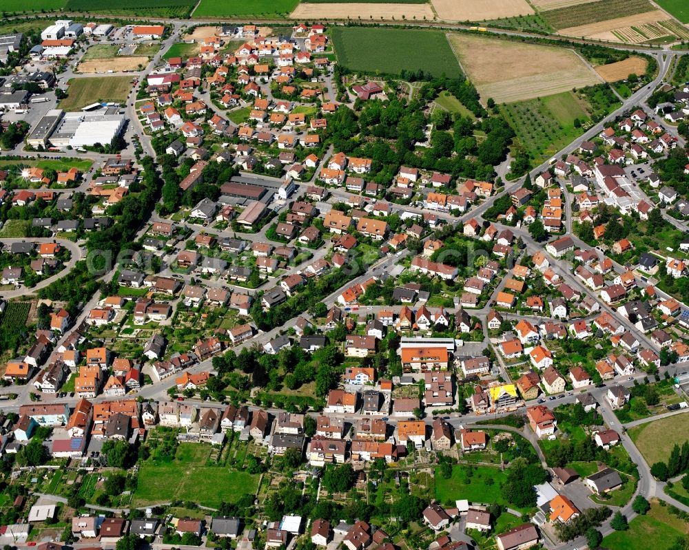 Nordheim from the bird's eye view: City view on down town in Nordheim in the state Baden-Wuerttemberg, Germany