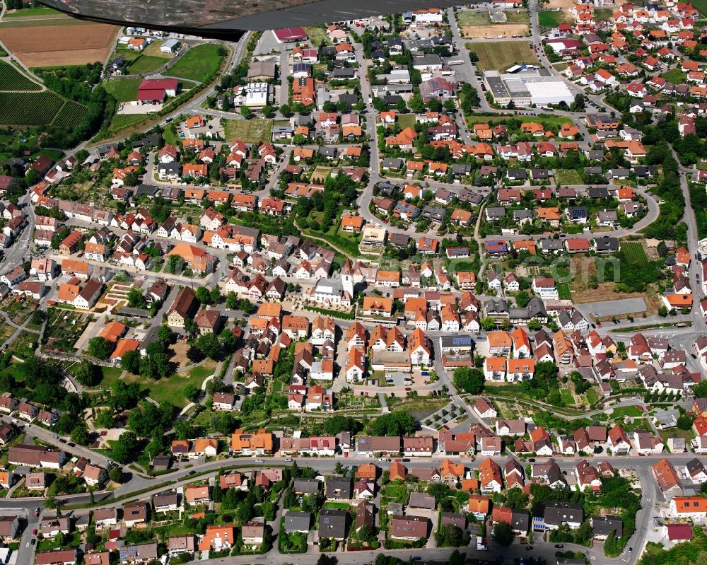 Aerial image Nordheim - City view on down town in Nordheim in the state Baden-Wuerttemberg, Germany