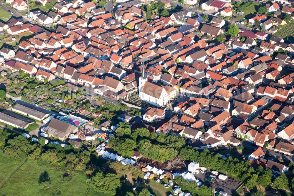 Aerial photograph Nordheim am Main - City view on down town in Nordheim am Main in the state Bavaria, Germany