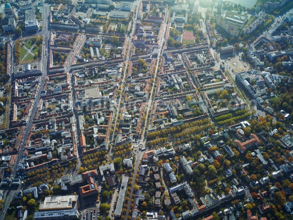 Aerial image Potsdam - City view of the inner-city area in Potsdam in the state Brandenburg. Also shown the Luisenplatz and the Platz der Einheit- Nord