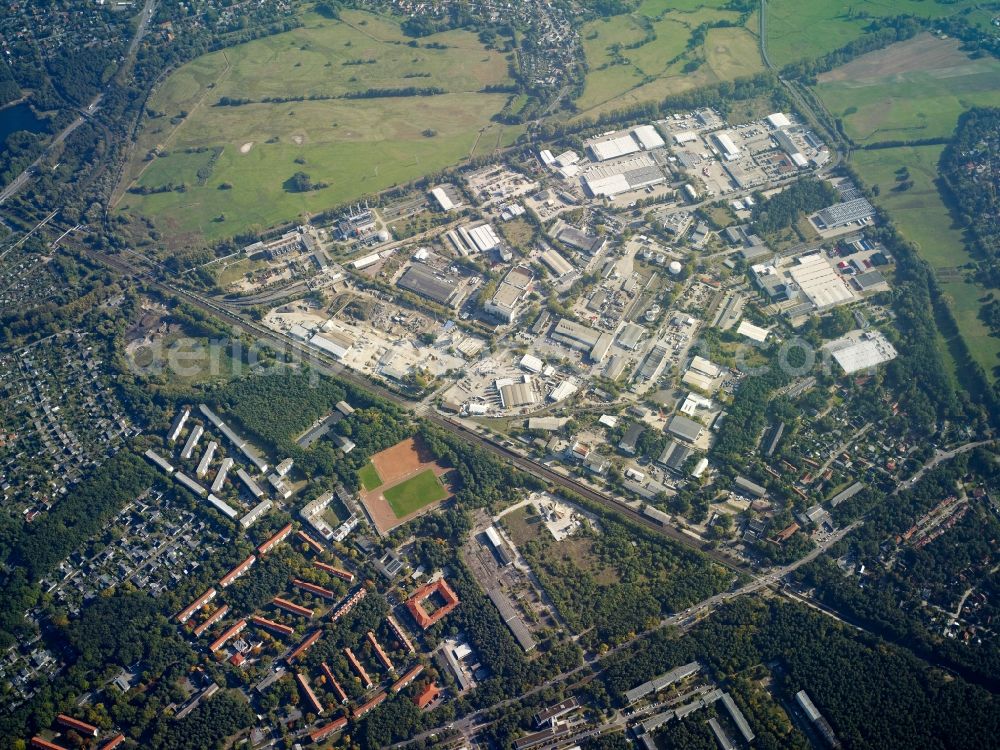 Potsdam from above - City view of the inner-city area at the Nuthedamm in Potsdam in the state Brandenburg. Also shown the industrial- area Potsdam Sued