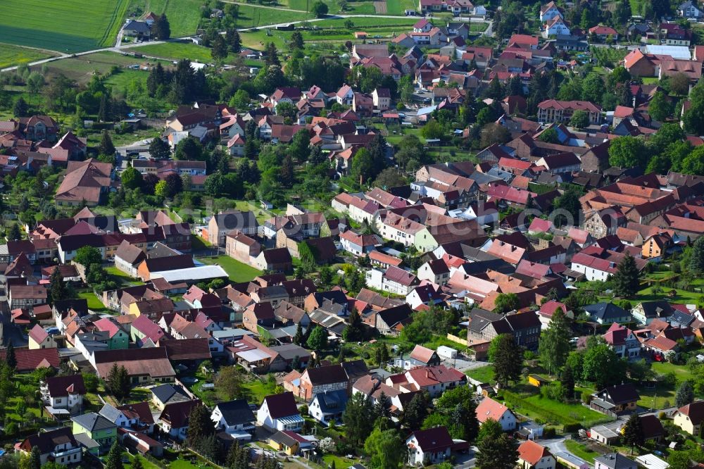 Oberdorla from the bird's eye view: City view on down town in Oberdorla in the state Thuringia, Germany