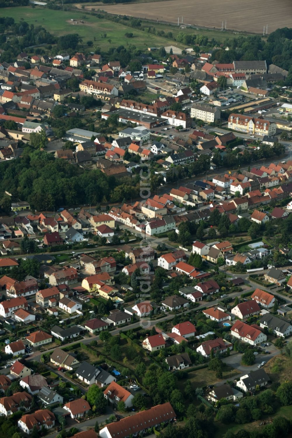 Oberröblingen from above - City view of the city area of in Oberroeblingen in the state Saxony-Anhalt