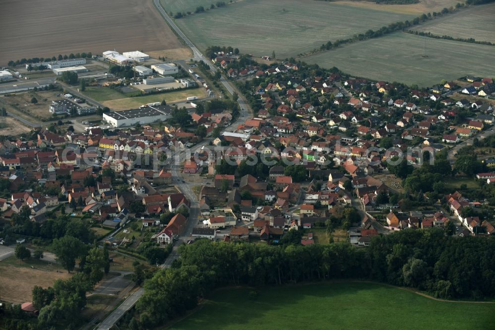 Oberröblingen from above - City view of the city area of in Oberroeblingen in the state Saxony-Anhalt