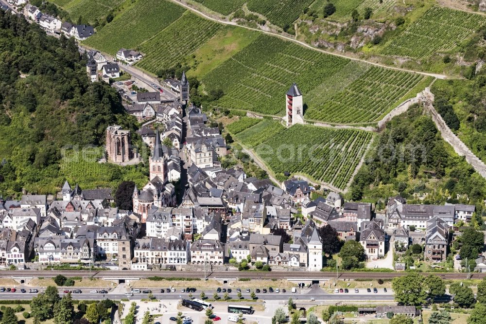 Aerial image Oberwesel - City view of the city area of in Oberwesel in the state Rhineland-Palatinate, Germany