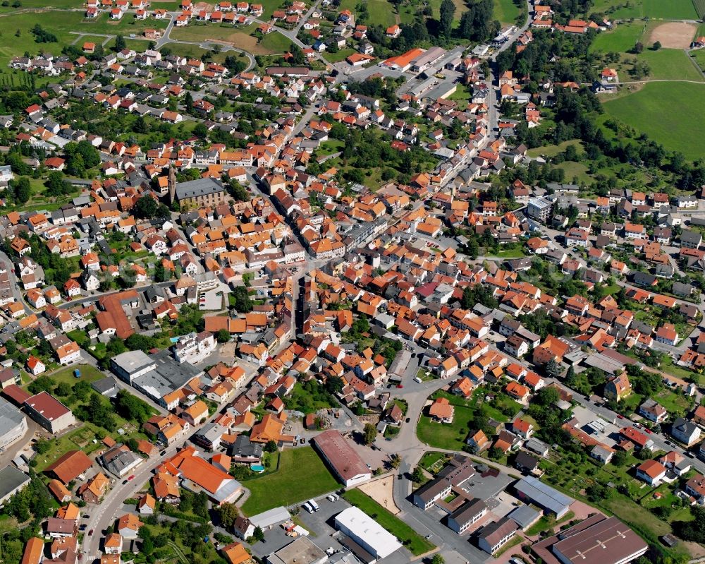 Oberzent from the bird's eye view: City view on down town in Oberzent in the state Hesse, Germany