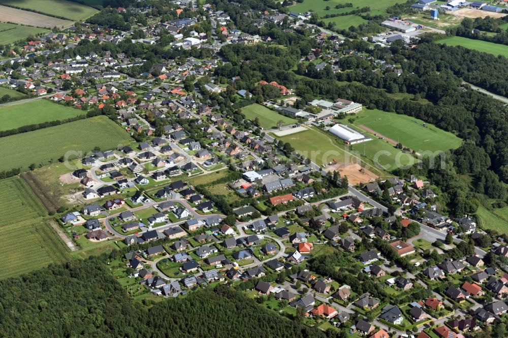 Oeversee from above - City view of the city area of in Oeversee in the state Schleswig-Holstein