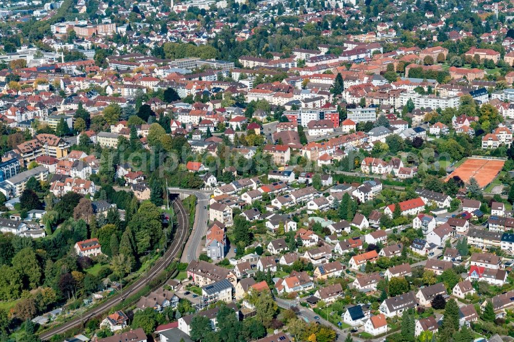 Offenburg from above - City view of the city area of in Offenburg in the state Baden-Wuerttemberg, Germany