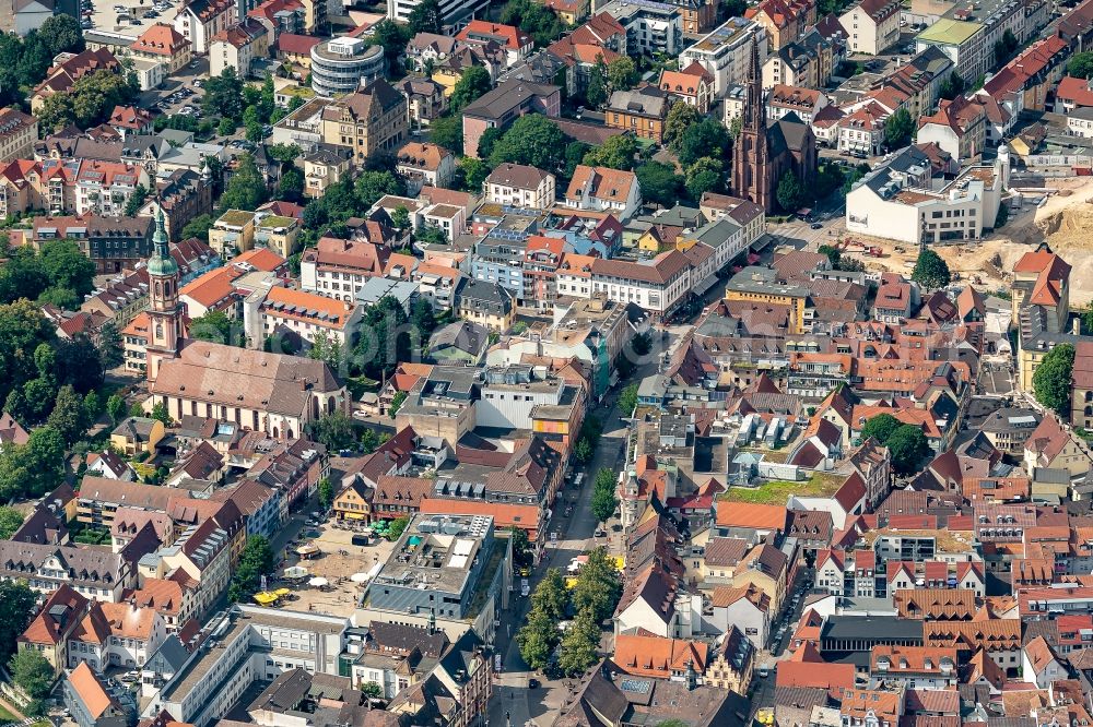 Offenburg from above - City view of the city area of in Offenburg in the state Baden-Wuerttemberg, Germany