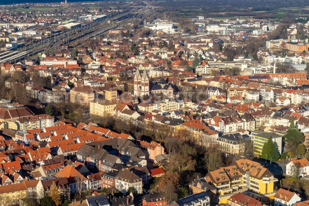 Aerial image Offenburg - City view of the city area of in Offenburg in the state Baden-Wurttemberg, Germany