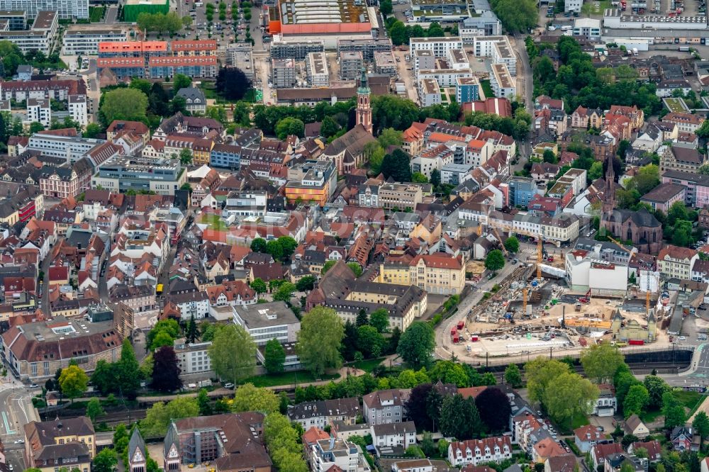 Offenburg from the bird's eye view: City view of the city area of in Offenburg in the state Baden-Wurttemberg, Germany