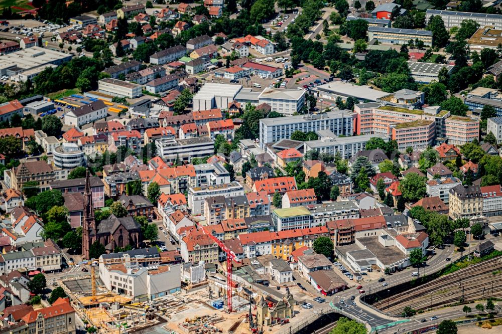 Offenburg from above - City view of the city area of in Offenburg in the state Baden-Wurttemberg, Germany