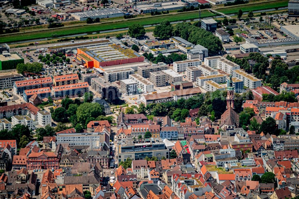 Offenburg from the bird's eye view: City view of the city area of in Offenburg in the state Baden-Wurttemberg, Germany