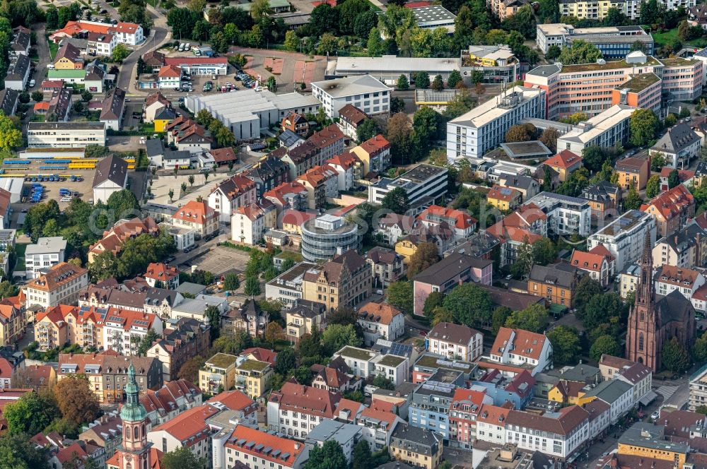 Offenburg from the bird's eye view: City view on down town in Offenburg in the state Baden-Wurttemberg, Germany