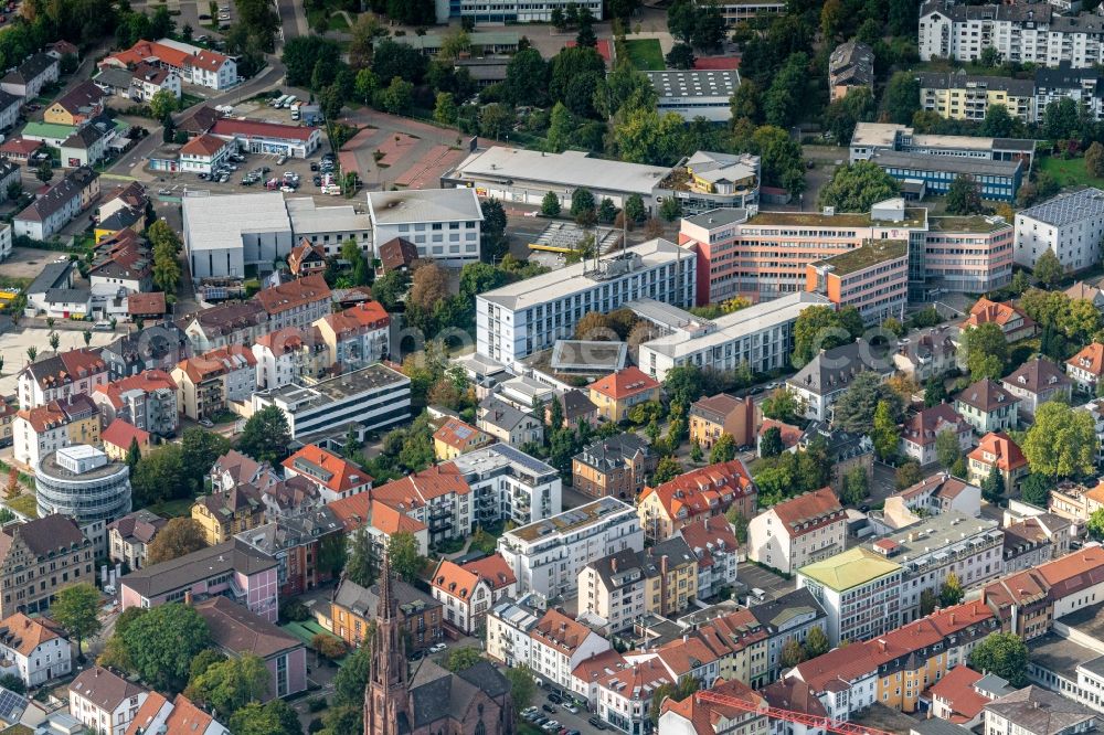 Aerial image Offenburg - City view on down town in Offenburg in the state Baden-Wurttemberg, Germany