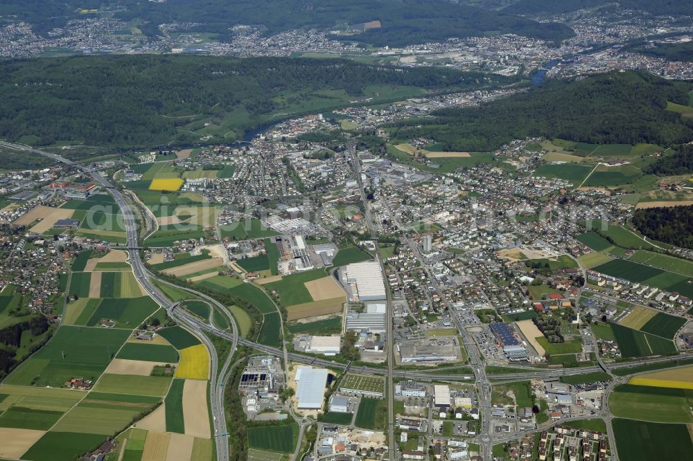 Oftringen from above - City view of the city area of in Oftringen in Aargau, Switzerland