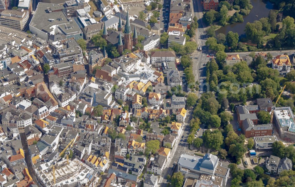 Oldenburg from the bird's eye view: City view on down town in Oldenburg in the state Lower Saxony, Germany