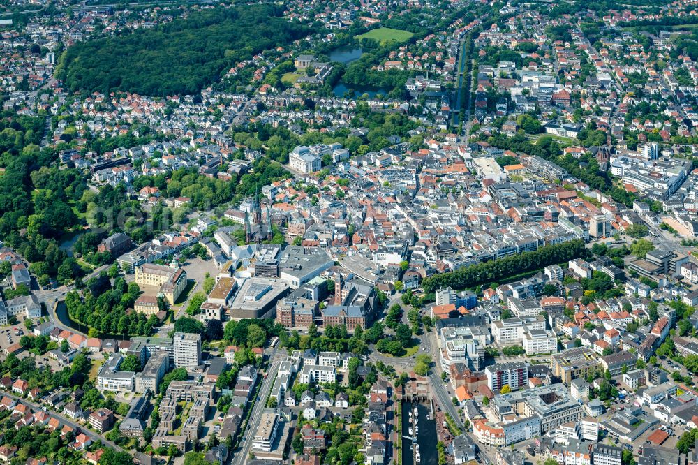 Oldenburg from above - City view on down town Oldenburg on street Theaterwall in Oldenburg in the state Lower Saxony, Germany