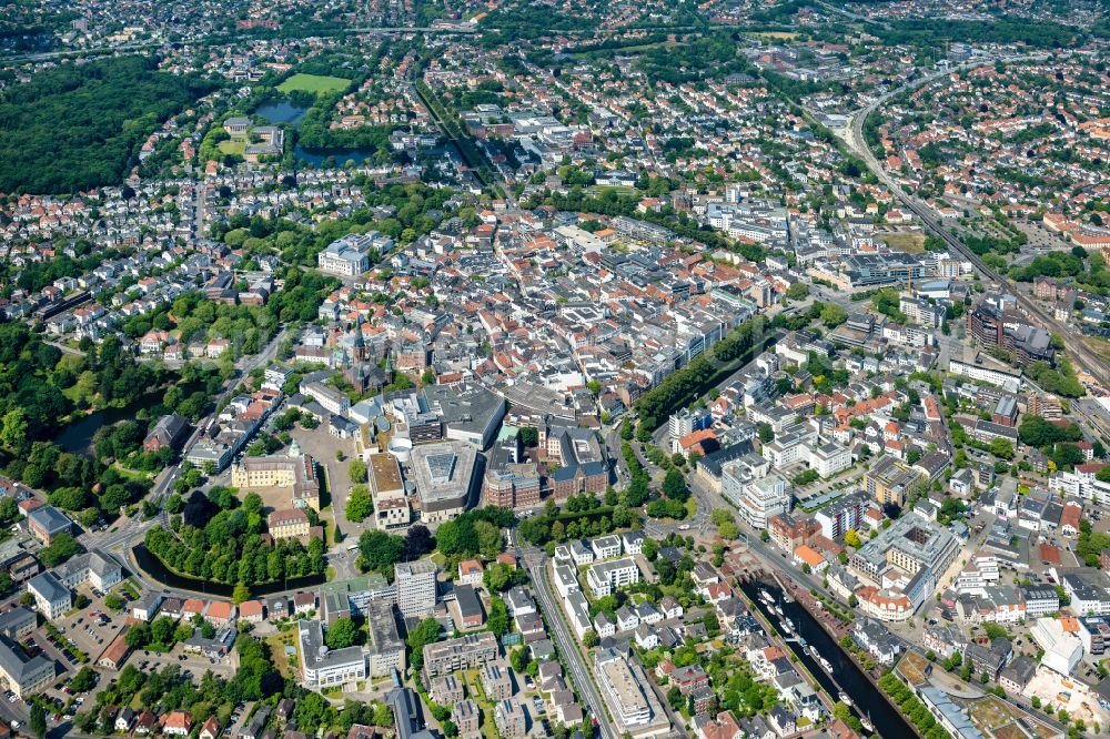 Aerial image Oldenburg - City view on down town Oldenburg on street Theaterwall in Oldenburg in the state Lower Saxony, Germany