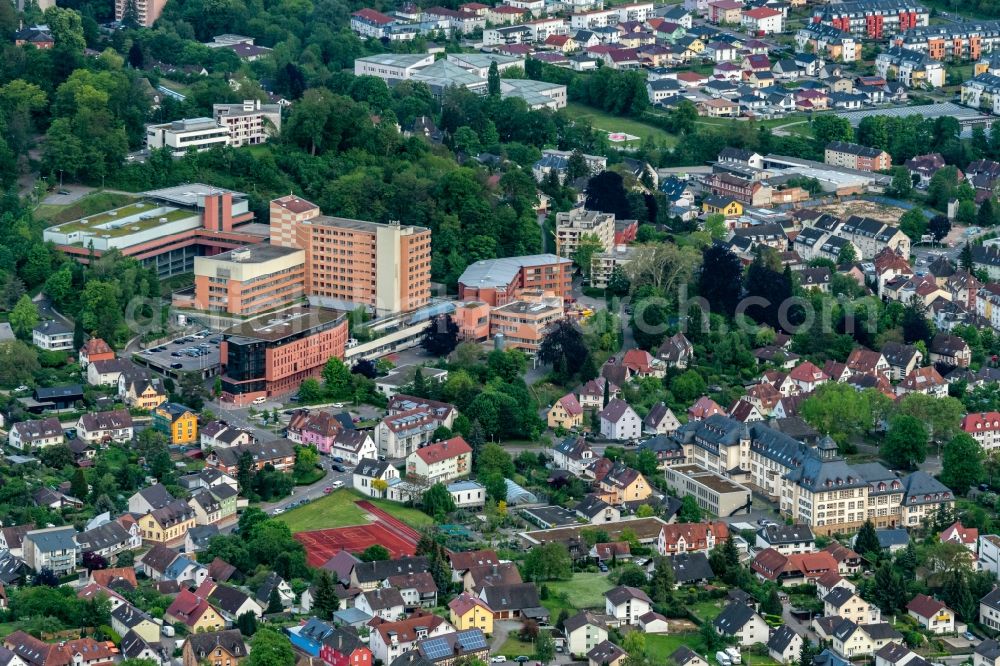 Lahr/Schwarzwald from above - City view on down town with Ortenau Klinikum in Lahr/Schwarzwald in the state Baden-Wurttemberg, Germany