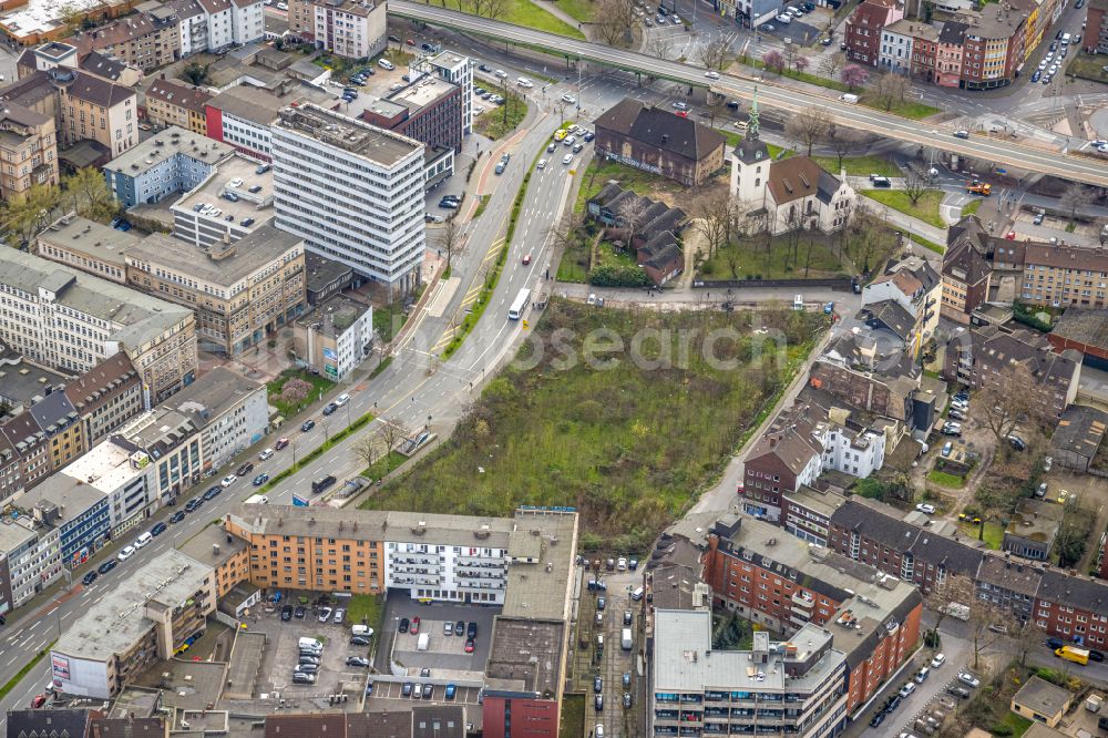 Aerial image Duisburg - City view on down town in the district Altstadt in Duisburg at Ruhrgebiet in the state North Rhine-Westphalia, Germany