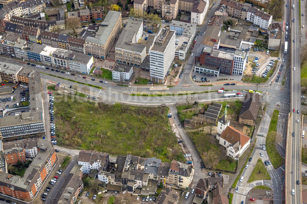 Aerial photograph Duisburg - City view on down town in the district Altstadt in Duisburg at Ruhrgebiet in the state North Rhine-Westphalia, Germany