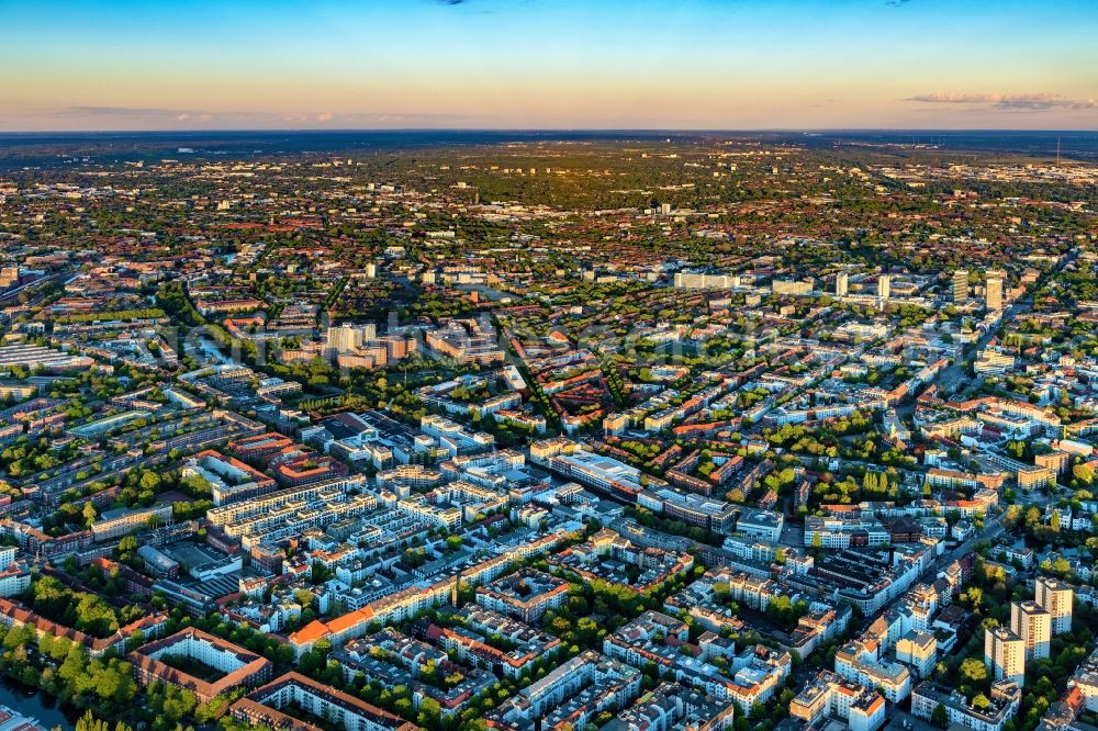 Hamburg from the bird's eye view: City view on down town in the district Barmbek in Hamburg, Germany