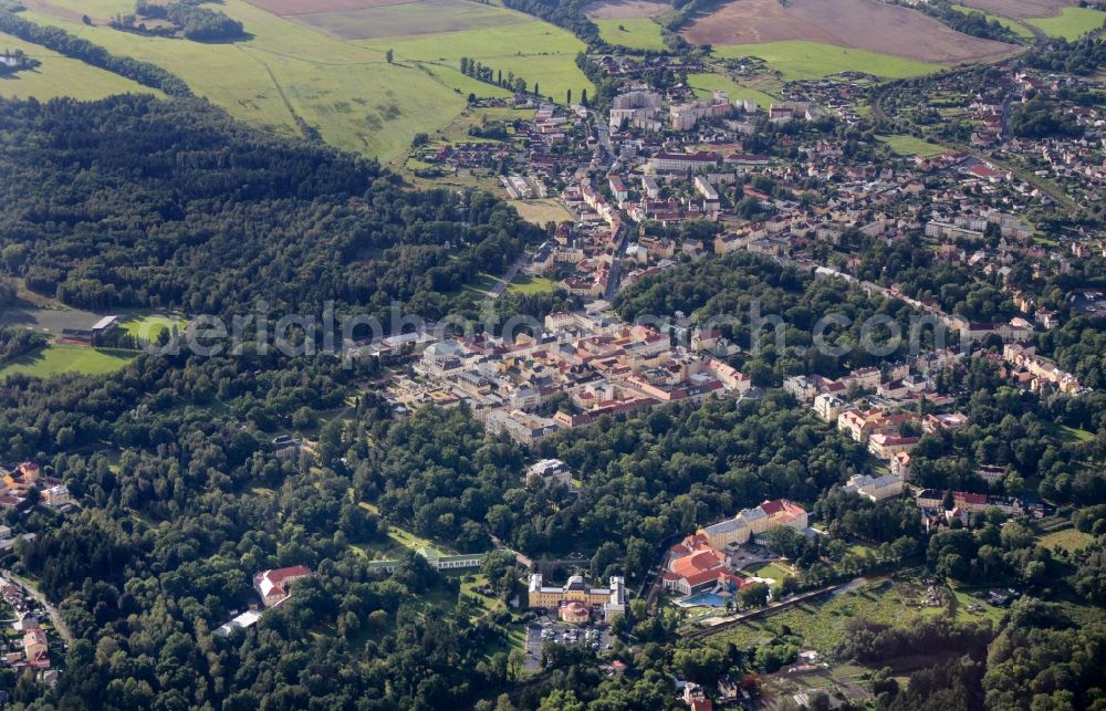 Františkovy Lázn? from above - City view of the city area of in the district Franzensbad in Frantiskovy Lazne in Karlovarsky kraj, Czech Republic