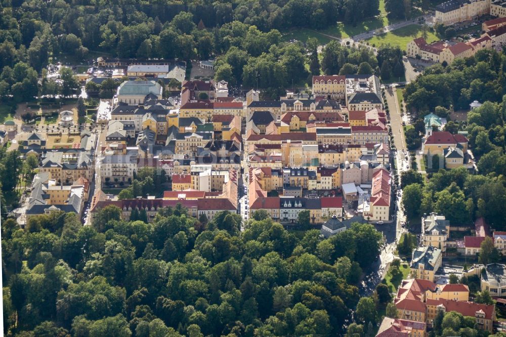 Aerial image Františkovy Lázn? - City view of the city area of in the district Franzensbad in Frantiskovy Lazne in Karlovarsky kraj, Czech Republic