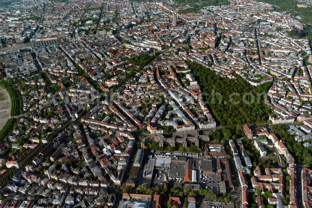 Aerial photograph München - City view on down town in the district Glockenbachviertel in Munich in the state Bavaria, Germany