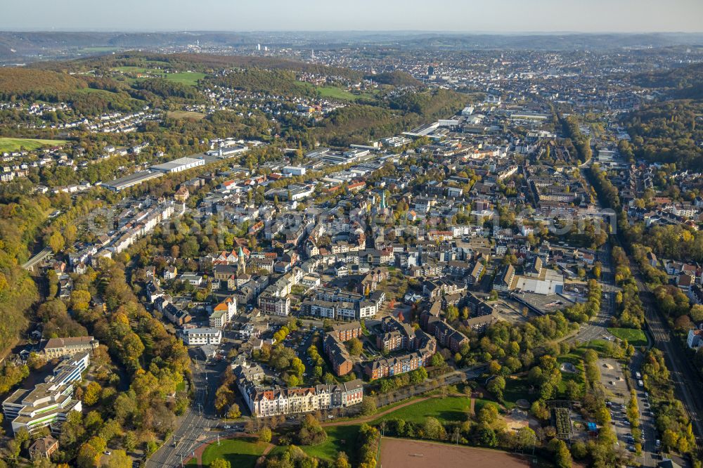 Hagen from the bird's eye view: City view on down town in the district Haspe in Hagen at Ruhrgebiet in the state North Rhine-Westphalia, Germany