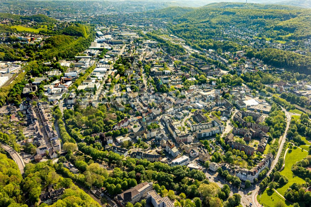 Aerial image Hagen - City view on down town in the district Haspe in Hagen at Ruhrgebiet in the state North Rhine-Westphalia, Germany