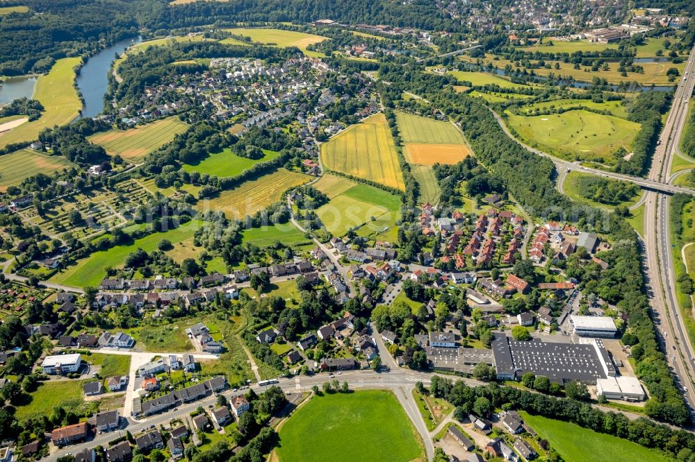 Witten from the bird's eye view: City view on down town in the district Heven in Witten in the state North Rhine-Westphalia, Germany