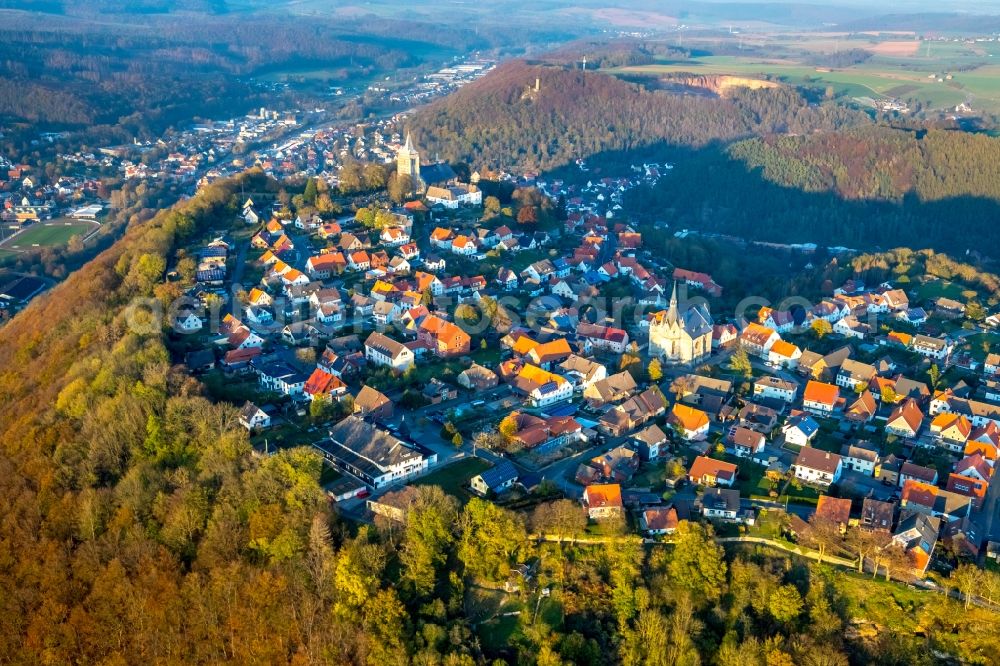 Aerial photograph Marsberg - City view on down town in the district Obermarsberg in Marsberg in the state North Rhine-Westphalia, Germany